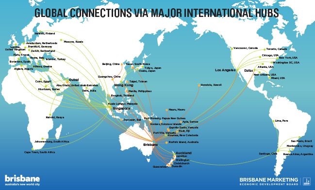 Global Connections Via Major International Hubs